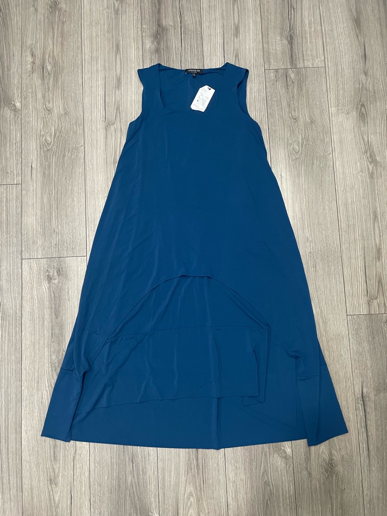 Lafayette 148 New York Blue High-Low Sleeveless Midi Dress Square Neck Nwt